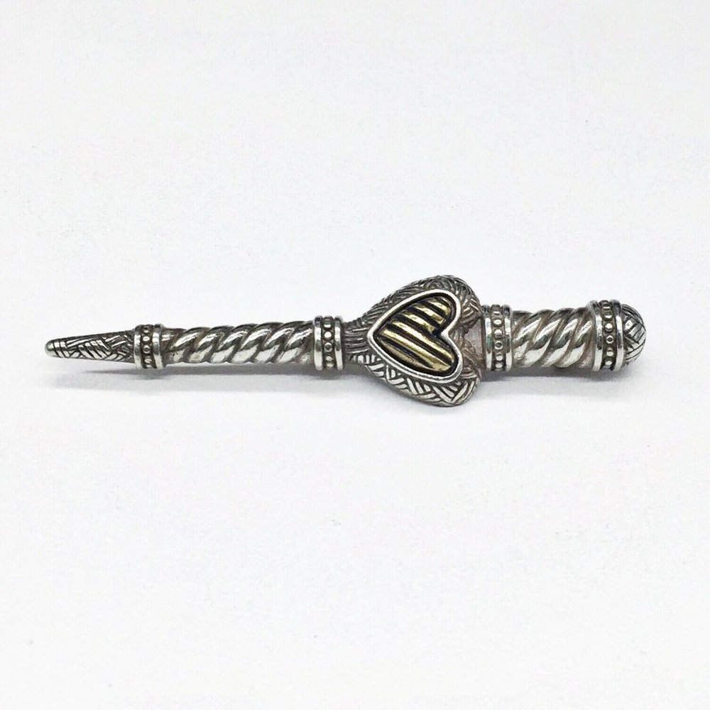 Brighton Heart Long Pin Brooch Silver Gold Tone
